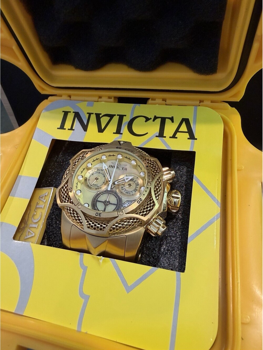 Invicta Venom 37427 Gold Tone 1000M Chronograph Watch Signed By CEO Case Box New